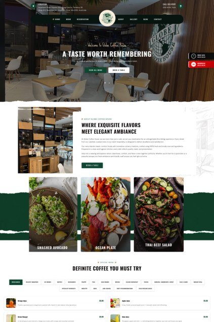 Globe Coffee House Restaurant Website