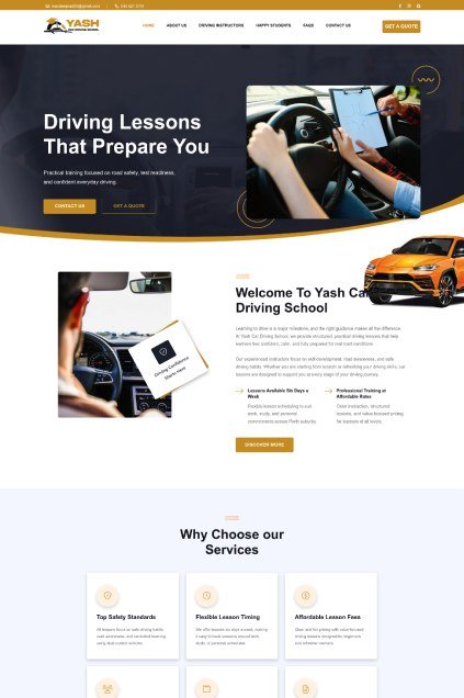 Yash Car Driving School Website Development